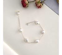 Bracciale con Perle d'Acqua Dolce Naturali, Catena in Argento 925, Gioielli Fatti a Mano per Donne (18 cm)