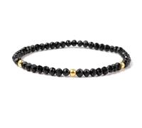Bracciale con Perle di Cristallo Nero Artificiale 3mm - Turmalina Nera Energetica, Pietra di Protezione, Portafortuna, Regalo Elegante per Donna e Uomo