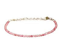 Bracciale con perle di quarzo fragola da 2 mm, forma rotonda, taglio sfaccettato, chiusura regolabile in argento placcato, da 7 pollici, per uomo e donna | LK_STACK_06252