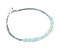 Bracciale con perle lisce e sfaccettate a forma di rondella in opale etiope da 3-3,5 mm, chiusura placcata in argento da 7 pollici, per uomo e donna | LK_STACK_02733
