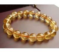 Bracciale con Perle Rotonde di Cristallo di Quarzo citrino Giallo Naturale da 10 mm, 7,5'' AA