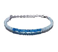 Bracciale con perle sfaccettate a forma di rondella da 3 mm in acquamarina e topazio blu, chiusura regolabile in argento placcato da 7 pollici, per uomo e donna | LK_STACK_06942