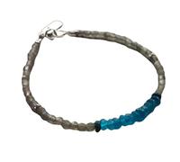 Bracciale con perle sfaccettate di apatite e labradorite da 3-4 mm, placcato argento, chiusura da 7 pollici, per uomo e donna | LK_STACK_06882