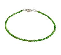 Bracciale con perle sfaccettate rotonde da 2 mm di smeraldo siberiano, chiusura placcata in argento da 7 pollici, per uomo e donna | LK_STACK_06116