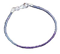 Bracciale con perle sfaccettate rotonde da 2 mm in ametista e topazio blu, chiusura regolabile in argento placcato, lunghezza 7 pollici, per uomo e donna | LK_STACK_06697