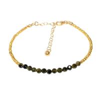Bracciale con perle sfaccettate rotonde e rondelle in ossidiana e pirite d'oro da 3-4 mm, chiusura regolabile placcata in oro da 7 pollici, per uomo e donna | LK_STACK_08287