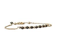Bracciale con perle sfaccettate rotonde in pirite da 3-3,5 mm, chiusura regolabile placcata in oro, da 7 pollici, per uomo e donna | LK_STACK_05610