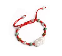 Bracciale con Perline, Bracciale con Perline Portafortuna Bracciale con Equilibrio Chakra Bracciale con Corda Intrecciata con Smeraldo Naturale Amuleto Attira prosperità Amore Fortuna Soldi