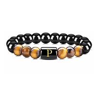 Bracciale con perline da donna, nero, occhio di tigre, lettera alla moda, regalo di compleanno per donne