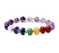 Bracciale con perline di abaco di cristallo rosa, ametista, pietra naturale - Bracciale con perline rotonde di pietra yoga arcobaleno multi tesoro for la meditazione e la guarigione(Amethyst)