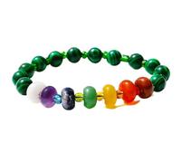 Bracciale con perline di abaco di cristallo rosa, ametista, pietra naturale - Bracciale con perline rotonde di pietra yoga arcobaleno multi tesoro for la meditazione e la guarigione