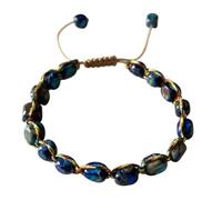 Bracciale con perline di apatite imitazione da 8 mm intrecciato a mano for coppie - Gioielli dell'amicizia eleganti e unici(Blue)