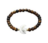 Bracciale con perline di cristallo da 7 mm - Accessori con stelle e luna for un abbigliamento elegante(Tiger'seye)