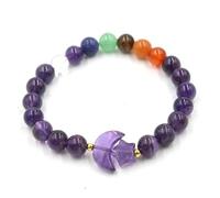 Bracciale con perline di cristallo da 9 mm - Accessori con ciondoli a forma di stella e luna for donne e uomini(Amethyst)