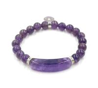 Bracciale con perline di cristallo da 9 mm e ciondolo a forma di cuore - Gioielli con perline fatti a mano for donna(Amethyst)