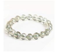 Bracciale con perline di cristallo quarzo rutilato e tormalina verde naturale, for uomo donna, rotonde trasparenti, 10 mm (circa 19 perline)(8mm(about24beads))