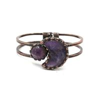 Bracciale con perline di cristallo sole e luna - Gioielli da mano in stile etnico retrò for donna(Amethyst)