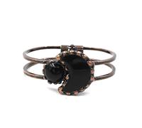 Bracciale con perline di cristallo sole e luna - Gioielli da mano in stile etnico retrò for donna(Obsidian)