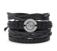 Bracciale con perline di giada, Bracciale in pelle Gossip Tai Chi intrecciato a mano in con abito combinato fai-da-te