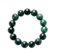 Bracciale con Perline di Giada Verde Olio Naturale Bracciale in Giada per Uomo e Donna