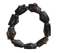 Bracciale con Perline di Legno di agar di Vecchia Crescita del Brunei ad Affondamento istantaneo raro da Collezione con Nodi e cicatrici Bracciale a Forma Libera Estremamente raro