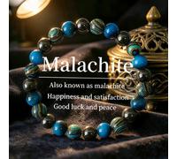 Bracciale con perline di malachite blu naturale per la , a con da 8 mm e occhio di tigre blu, gioielli in ematite, porta e , promuove la crescita della carriera, per l'uso , unisex