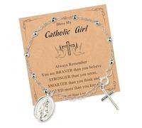 Bracciale con perline e croci Maria in robusto metallo per donne e uomini che cercano accessori ispirati alla fede e vestibilità comoda, gioielli religiosi per la preghiera della Vergine Maria da