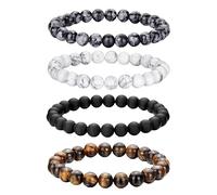 Bracciale Con Perline In 4 Pezzi, Gioielli In Pietra Occhio Di Tigre Per Uomo, Braccialetto Con Perline Occhio Di Tigre, Gioielli In Occhio Di Tigre Per Uomo