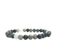 Bracciale con perline in pietra da 6 mm for donna, uomo, gioielli, braccialetti elastici in agata(17cm,Blue spotted stone)