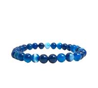 Bracciale con perline in pietra da 6 mm for donna, uomo, gioielli, braccialetti elastici in agata(21cm,Blue agate)