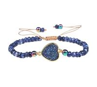 Bracciale con perline in pietra naturale da donna | Bracciale intrecciato a grappolo di cristalli regolabile(Imitationgreen)