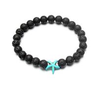 Bracciale con Perline in Pietra Vulcanica da 8 mm Tema Marino Bracciale in Pietra Lavica Bracciale con Ciondolo Stella Marina da Uomo Bracciale Elasticizzato Perline in Pietra Naturale Bracciale Yog