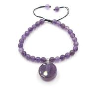 Bracciale con perline rotonde in cristallo da 6 mm e ciondolo a forma di bottiglia di profumo - Eleganti gioielli con perline for donna(Amethyst)