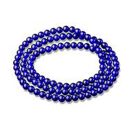 Bracciale con perline rotonde in cristallo di lapislazzuli naturale blu da 6 mm, collana con bracciale a tre giri AAAAA