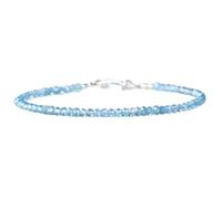 Bracciale con perline sfaccettate a forma di rondella da 2,5 mm in topazio blu, chiusura placcata in argento da 7 pollici per uomo e donna | LK_STACK_01653