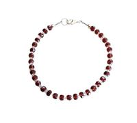 Bracciale con perline sfaccettate a forma di rondella da 3-3,5 mm, granato del Mozambico e diamanti Herkimer, chiusura placcata in argento da 7 pollici, per uomo e donna | LK_STACK_08235