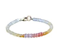 Bracciale con perline sfaccettate a forma di rondella da 3-3,5 mm in pietra del sole sfumata e citrino, chiusura placcata in argento da 7 pollici, per uomo e donna | LK_STACK_08643