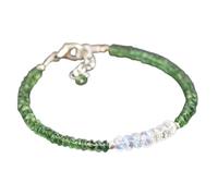 Bracciale con perline sfaccettate a forma di rondella da 3-4 mm in pietra di luna arcobaleno e apatite verde, chiusura regolabile in argento placcato da 7 pollici, per uomo e donna | LK_STACK_08459