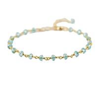 Bracciale con perline sfaccettate a forma di rondella da 3 mm di topazio blu, chiusura regolabile placcata in oro rosa da 7 pollici per uomo e donna | LK_STACK_01662