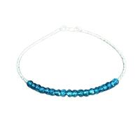 Bracciale con perline sfaccettate a forma di rondella da 3 mm in topazio blu di Londra, chiusura placcata in argento da 7 pollici, per uomo e donna | LK_STACK_04531