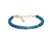 Bracciale con perline sfaccettate a forma di rondella da 6 mm in topazio blu di Londra, chiusura regolabile placcata in oro da 7 pollici, per uomo e donna | LK_STACK_04533