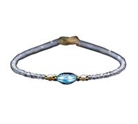 Bracciale con perline sfaccettate a forma ovale e rondella da 2-2,25 mm in topazio blu e pietra di luna arcobaleno, chiusura placcata in oro da 7 pollici, per uomo e donna | LK_STACK_07246