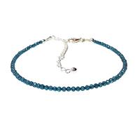 Bracciale con perline sfaccettate rotonde da 2 mm in topazio blu di Londra, chiusura regolabile in argento placcato, lunghezza 7 pollici, per uomo e donna | LK_STACK_04535