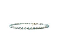 Bracciale con perline sfaccettate rotonde da 3 mm in topazio blu, chiusura placcata in argento da 7 pollici, per uomo e donna | LK_STACK_01675