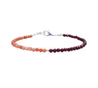 Bracciale con perline sfaccettate rotonde in pietra del sole e granato da 2-2,5 mm, chiusura placcata in argento da 7 pollici, per uomo e donna | LK_STACK_08684