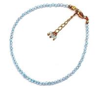 Bracciale con perline sfaccettate rotonde in topazio blu da 2-2,5 mm, chiusura regolabile placcata in oro da 7 pollici, per uomo e donna | LK_STACK_01669