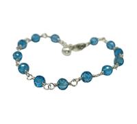 Bracciale con perline sfaccettate rotonde in topazio blu da 4-4,5 mm, chiusura regolabile in argento placcato, da 7 pollici, per uomo e donna | LK_STACK_01680