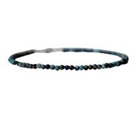 Bracciale con perline sfaccettate rotonde in turchese africano da 2,5 mm, chiusura placcata in argento da 7 pollici, per uomo e donna | LK_STACK_00062