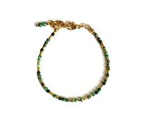 Bracciale con perline sfaccettate rotonde in turchese africano da 2,5 mm, lunghezza 7 pollici, chiusura placcata in oro regolabile per uomo e donna | LK_STACK_00048