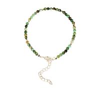 Bracciale con perline sfaccettate rotonde in turchese africano da 3,5 mm, chiusura regolabile placcata in argento per uomo e donna | LK_STACK_00052
